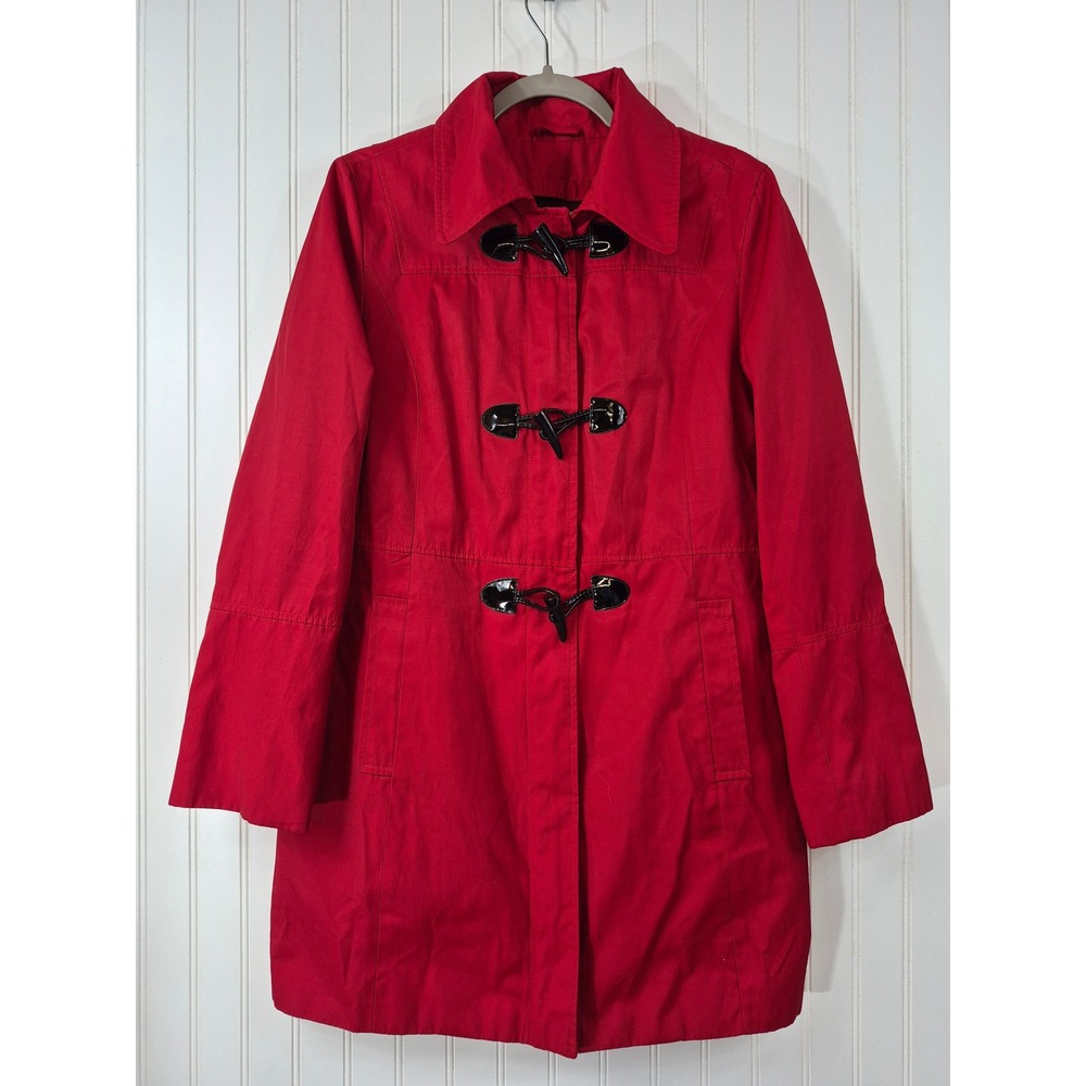 Nautica Womens Red Toggle Coat Removable Plaid Liner Duffle Size Medium‎ Outdoor